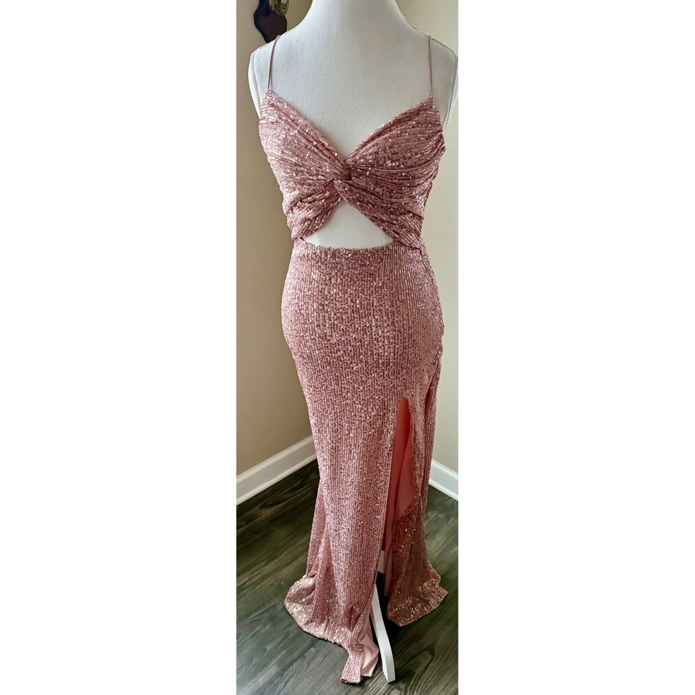 Prom Dress Gown Sparkle Slit Maxi Glam Old Money Fairycore Coquette Angelcore M - Picture 2 of 8